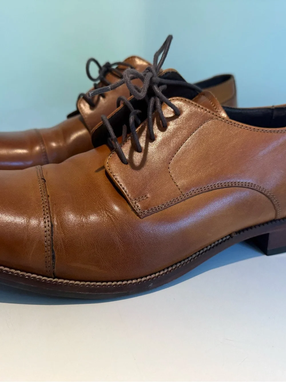 Cole Haan Men's British Tan Leather Cap Toe Oxford Dress Shoes Size C24120